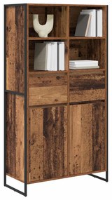 vidaXL Πλαϊνό γραφείο με συρτάρι 2 pcs Παλιό Ξύλο 81 x 36 x 150.5 εκ.