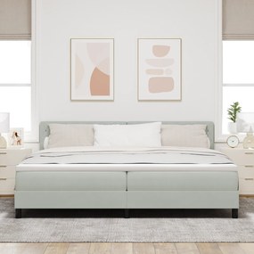 vidaXL Κρεβάτι με Στρώμα Box Spring  Γκρι Ανοιχτό 200x200 εκ Βελούδο