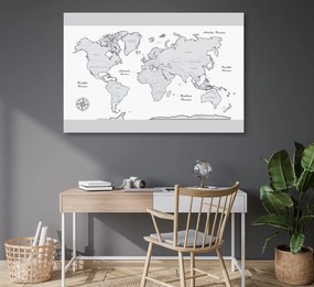 Εικόνα στον παγκόσμιο χάρτη φελλού με γκρι περίγραμμα - 90x60  color mix