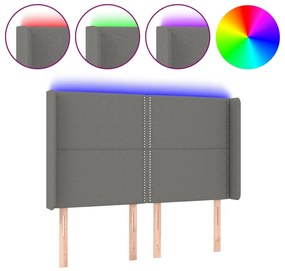 Κεφαλάρι Κρεβατιού LED Σκούρο Γκρι 147x16x118/128εκ. Υφασμάτινο 3123907