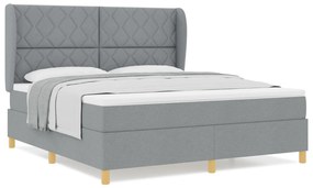 vidaXL Κρεβάτι Box Spring με Στρώμα Ανοιχτό Γκρι 180x200 εκ. Υφάσματος