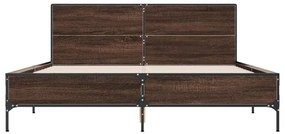 vidaXL Πλαίσιο Κρεβατιού Καφέ Δρυς 160x200 εκ. Επεξ. Ξύλο &amp; Μέταλλο