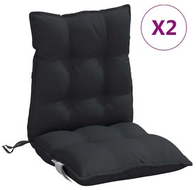 vidaXL Μαξιλάρια Καρέκλας Χαμηλή Πλάτη 2 τεμ. Μαύρο Ύφασμα Oxford
