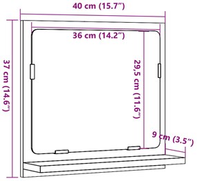 Καθρέφτης Μπάνιου Γκρι Σκυροδέματος 40x11x37 εκ. Επεξ. Ξύλο - Γκρι