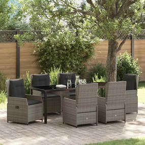vidaXL Σέτ φαγητού για κήπο 7 pcs Γκρι συνθετικό ρατάν