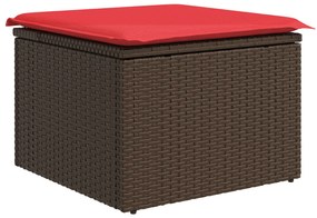 vidaXL Σκαμπό Κήπου με Μαξιλάρι Καφέ 55x55x37 εκ. Πολυ Ρατάν