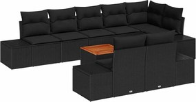 vidaXL Σετ Καναπέ Κήπου 9 pcs Μαύρο