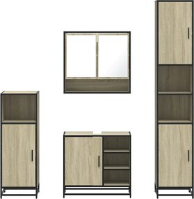 vidaXL Σετ Επίπλων Μπάνιου 4 Τεμαχίων Sonoma Δρυς Επεξεργασμένο Ξύλο