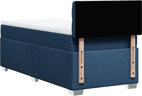 vidaXL Κρεβάτι Boxspring με Στρώμα Μπλε 100 x 200 εκ. Υφασμάτινο