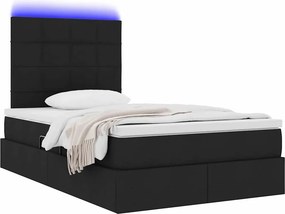 vidaXL LED Κρεβάτι αποθήκευσης με στρώμα Μαύρο 120 x 200 cm Ύφασμα
