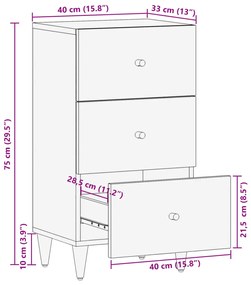 Βοηθητικό Ντουλάπι 40 x 33 x 75 εκ. από Μασίφ Ξύλο Μάνγκο - Καφέ