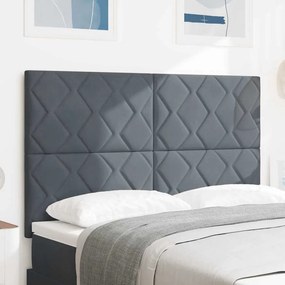 vidaXL LED κεφαλάρι Σκούρο Γκρι 160 cm Βελούδο