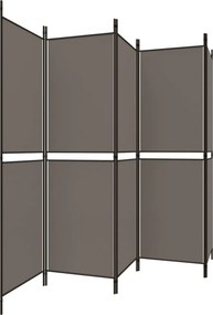 vidaXL Διαχωριστικό Δωματίου με 5 Πάνελ Ανθρακί 250x200 εκ. από Ύφασμα