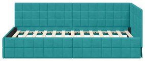 vidaXL Κρεβάτι Γωνίας με κεφαλάρι Τιρκουάζ 90 x 200 cm Βελούδο
