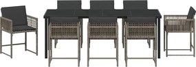 vidaXL Σέτ φαγητού για κήπο 9 pcs Γκρι συνθετικό ρατάν