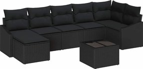 vidaXL Σετ Καναπέ με μαξιλάρι 8 pcs Μαύρο συνθετικό ρατάν