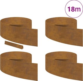 vidaXL Περίγραμμα γκαζόν 4 pcs Σκ rusty 450 x 0.05 x 15 εκ