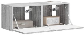 vidaXL Ντουλάπι Τηλεόρασης Τοίχου Επιτοίχιο 2 pcs Γκρίζο Σονομα