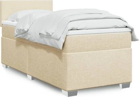 vidaXL Κρεβάτι Boxspring με Στρώμα Κρεμ 90x200 εκ.Υφασμάτινο