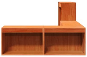 Κομοδίνο με Γραφείο Καφέ Κεριού 232x122x75 εκ Μασίφ Ξύλο Πεύκου - Καφέ