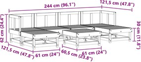 vidaXL Σετ Ξαπλώστρας Κήπου 7 pcs Κερωμένο Καφέ Στερεό πεύκο