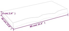 Πάγκος Μπάνιου Σκούρο Καφέ 80x40x(2-6) εκ. Επεξεργ. Μασίφ Ξύλο - Γκρι