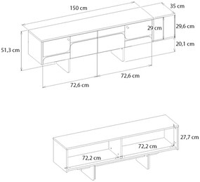 ΕΠΙΠΛΟ ΤΗΛΕΟΡΑΣΗΣ LAVA MEGAPAP ΧΡΩΜΑ ROTA OAK - ΑΝΘΡΑΚΙ 150X35X51,3ΕΚ.