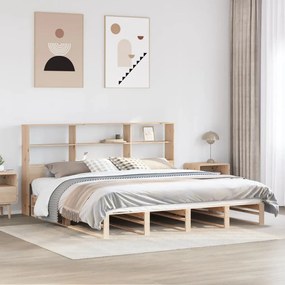 Κρεβάτι Βιβλιοθήκη Χωρίς Στρώμα 180x200 εκ Μασίφ Ξύλο