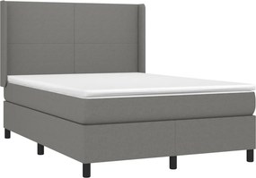 vidaXL Κρεβάτι Boxspring με Στρώμα Σκούρο Γκρι 140x200 εκ Υφασμάτινο