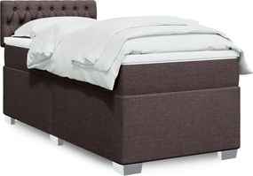 vidaXL Κρεβάτι Boxspring με Στρώμα Σκούρο Καφέ 90x200 εκ. Υφασμάτινο