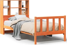vidaXL Κρεβάτι Βιβλιοθήκη Χωρίς Στρώμα Καφέ 75x190 εκ Μασίφ Πεύκο