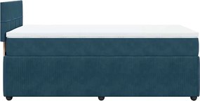 vidaXL Κρεβάτι Boxspring με Στρώμα Μπλε 100x200 εκ. Βελούδινο