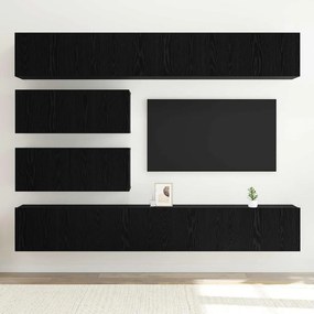 vidaXL Σετ επίπλου τηλεόρασης 6 pcs Μαύρη Οξυά Επεξεργασμένο ξύλο