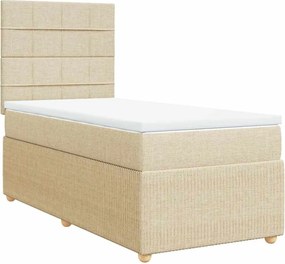 vidaXL Κρεβάτι Boxspring με Στρώμα Κρεμ 100 x 200 εκ. Υφασμάτινο