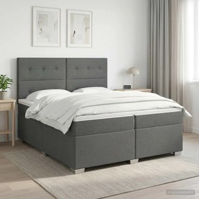 vidaXL Κρεβάτι box spring με στρώμα Σκούρο Γκρι 200 x 200 cm Ύφασμα