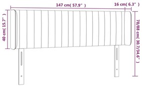vidaXL Κεφαλάρι Κρεβατιού LED Μαύρο 147x16x78/88 εκ. Υφασμάτινο