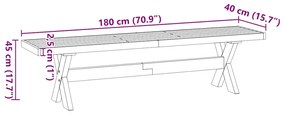 ΠΑΓΚΟΣ ΤΡΑΠΕΖΑΡΙΑΣ NOAIN ΜΕ ΠΟΔΙΑ ΣΧΗΜΑΤΟΣ X 180X40X45 CM 4100049