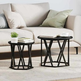 vidaXL Διπλά Πλευρικά Τραπέζια 2 τεμάχια Μαύρο Δρυς Συνθετικό Ξύλο