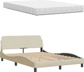 vidaXL Κρεβάτι με Στρώμα Κρεμ 140x200 εκ. Υφασμάτινο