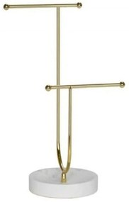 Διακοσμητική Βάση Κοσμημάτων Marble LBTAH-BA22176 13x9x3cm White-Gold Andrea House Metal,Polyresin