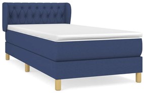 Κρεβάτι Boxspring με Στρώμα Μπλε 100 x 200 εκ. Υφασμάτινο - Μπλε