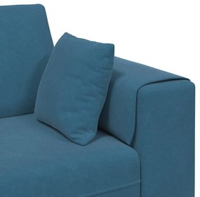 vidaXL Καναπές με μαξιλάρι 3 pcs Μπλε Βελούδο