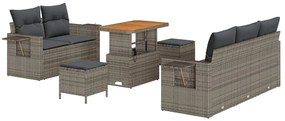 vidaXL Σετ Καναπέ Κήπου με μαξιλάρι 8 pcs Γκρι 90 x 55 x 71 cm