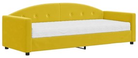 Καναπές Κρεβάτι με Στρώμα Κίτρινο 80 x 200 εκ. Βελούδινος - Κίτρινο
