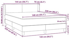 Κρεβάτι Boxspring με Στρώμα Ανοιχτό Γκρι 140x220 εκ. Βελούδινο - Γκρι