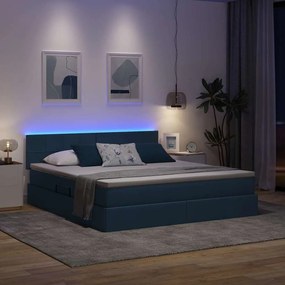 vidaXL LED Κρεβάτι αποθήκευσης με στρώμα Μπλε 160 x 200 cm Ύφασμα