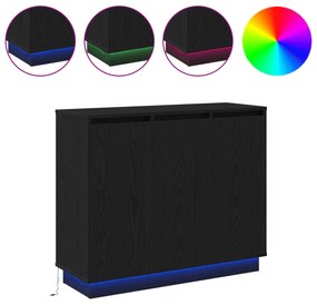 vidaXL Μπουφές με LED Μαύρη Δρυς 90x32x75 εκ. από Επεξεργασμένο Ξύλο