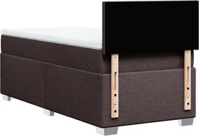 vidaXL Κρεβάτι Boxspring με Στρώμα Σκούρο Καφέ 90x190 εκ. Υφασμάτινο