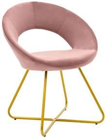 Καρέκλα Valentina 029-000135 67,5x60x75,5cm Apple-Gold Βελούδο, Μέταλλο