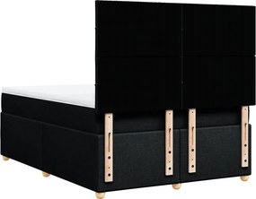vidaXL Κρεβάτι Boxspring με Στρώμα Μαύρο 140x190 εκ. Υφασμάτινο
